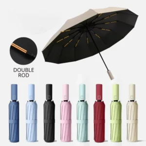 Double-Rib Automatic Foldable Windproof Rain Umbrella