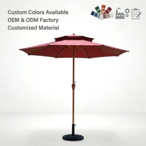 Double Tiered Octagonal Outdoor Patio Umbrella Waterproof UV Block Canopy Garden Parasol for Dining Park Courtyard