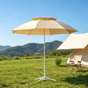 Double Top Fiberglass Rib Windproof Outdoor Sun Umbrella for Commercial Garden and Beach Use