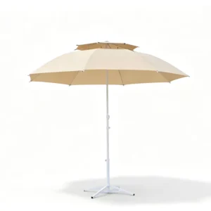 Double Top Windproof Patio Sun Umbrella Fiber Ribs Super Wind Resistant Khaki Burgundy Multi Color Outdoor Courtyard Sunshade