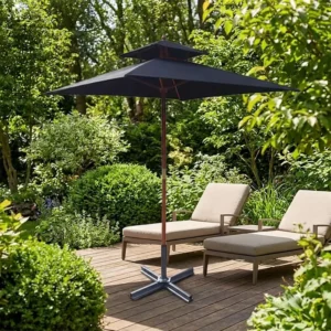 Double Wooden Layer Backyard Garden Beach Patio Table Parasol Umbrella