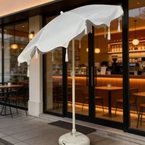 Droplet Tassel Polyester Aluminum Sun Umbrella Rainproof Casual Courtyard Cafe Beach Parasol Garden Outdoor Patio Shade