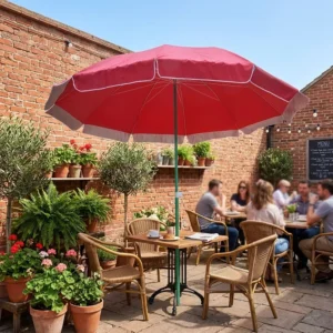 Dual Canopy 150cm Beach Umbrella UV Block Windproof Waterproof Outdoor Garden Street Stall Poolside Shelter