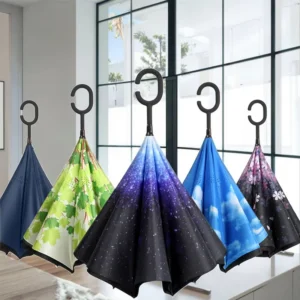 Dual Reverse Manual Mini Umbrella Classic Design Durable Household Use