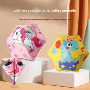 Dual-Use Reflective Strips Safety Umbrella for Kindergarten and Primary School with Anti-Pinch Design