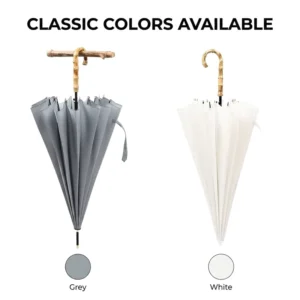 Durable 16-Rib Umbrella Bamboo Handle Easy-Hang Sturdy Iron Ribs Customized Color Logo