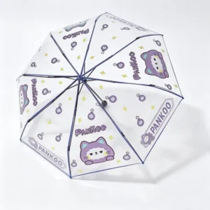 Children’s Puppy Dog Print Semi-Automatic Straight Umbrella, POE Material, 97 cm Open Diameter