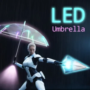 Durable Transparent Umbrella With LED Light Straight Parasols Clear LED Umbrella for Rain Umbrella With LED Handle