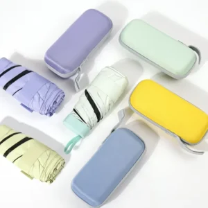EVA Box Compact Small Pocket Windproof Rainproof UV 5 Folding Mini Capsule Umbrella with Case
