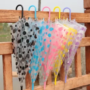 EVA Fabric Translucent Promotional White Straight Umbrella with Printed Logo