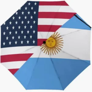Easy Carry Argentina and USA Fully Automatic Umbrella Practical Folding Umbrella National Feature Flag Themed Painted Element