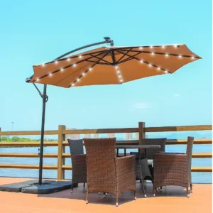 Easy-Open Outdoor Patio Umbrella with LED Solar Light