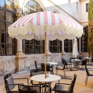Easy-to-Install Tassel Parasol Beach Umbrella for Outdoor Cafe Event Commercial Use