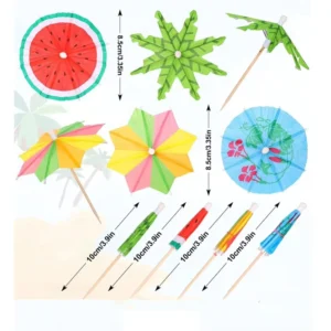 Eco-Friendly 100% Natural Disposable 10 cm Glitter Mini Bamboo Umbrella Picks