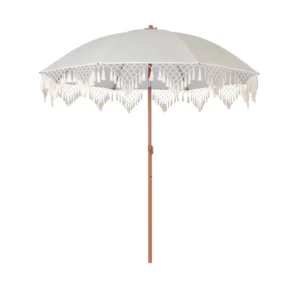 Eco-Friendly Outdoor Garden Umbrella with Tassel Long Handle Art Deco Design Balcony Terrace Seaside