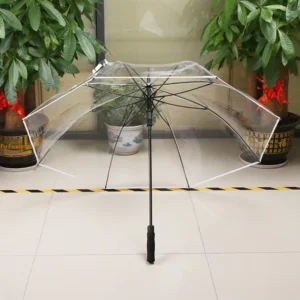 Eco-Friendly PVC Transparent Extra-Large American Style Golf Wind-Resistant Travel Umbrella Semi-Automatic Opening Glass Fiber
