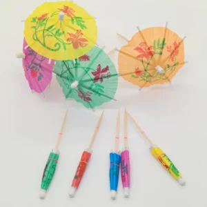 Eco friendly Hand Made Disposable Wooden Umbrella Picks 10cm 6.5cm for Drinks