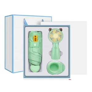 Eco friendly Plastic Gift Box Marketing Promotional Gift Sets with Umbrella Mini Fan Power Bank Customized Logo Corporate Items