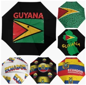 Ecuador Guyana Fully Automatic Folding Umbrella Custom National Flag Design Pattern