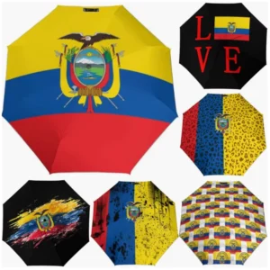 Ecuador National Themed Fully Automatic Folding Umbrella Custom Design