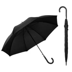 Eight-Bone Curved-Handle Automatic Umbrella, Black Glue, Windproof Rainproof