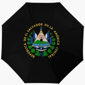 El Salvador Rainproof and Sun-proof Umbrella National Flag Emblem Themed Pattern Print Fully Automatic Umbrella