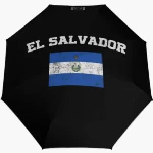 El Salvador Rainproof and Sun-proof Umbrella National Flag Emblem Themed Pattern Print Fully Automatic Umbrella