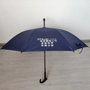 Elderly Walking Stick Umbrella Long Handle Sun Protection Solid Color Windproof