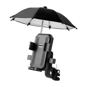 Electric Bike & Motorcycle Adjustable Height ABS Phone Holder with Mini Sunshade Umbrella Dashboard Mount