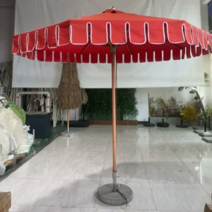 Elegant Scalloped Tassel Patio Umbrellas Use for Sunshade Cafe Pool Beachside with Custom Brandings