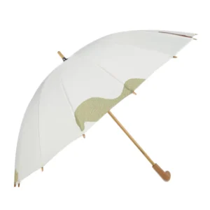 Elegant Solid Wood Handle Manual Stick Umbrella Printed Design Windproof Sunscreen for Sun and Rain