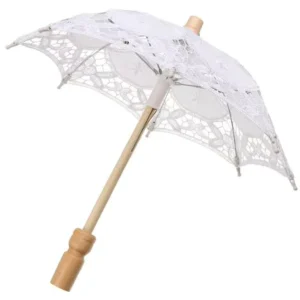 Embroidered Battenburg Lace Parasol Wedding Decoration Bridal Umbrella with Flowers