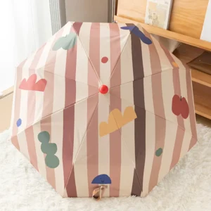 Enlarged Striped Dual-Use Sun Umbrella, UV Protection, Automatic Manual Folding