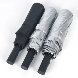 Enlarged Tri-Fold Sun and Rain Umbrella Dual-Layer Titanium Silver and Black Glue Coating UV Blocking Parasol Portable Fold Umbrella