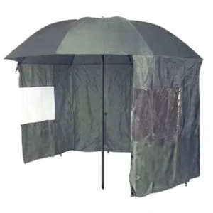 Europe Manual Carp Sea Fishing Umbrella with Top Tilt Zipped Sides Windows Polyester Brolly Shelter for Party Use