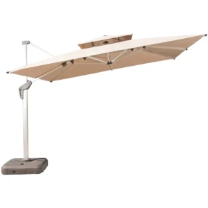European Design Aluminum and Wood Outdoor Patio Umbrella with Custom Logo for Hotel and Park Use Large Sizes