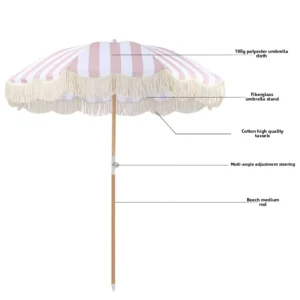 European Style Sun Umbrella Tassel Edge Garden Courtyard Wooden Pole Beach House Swimming Pool Terrace Umbrella
