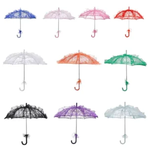 European Wedding Children’s Umbrella for Dance White Lace Umbrella Show and Decoration Craft Lace Design