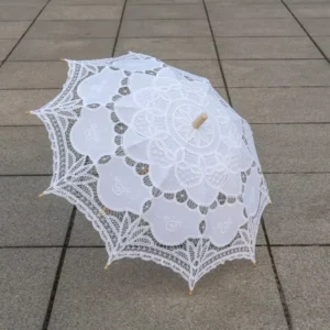 European-style Lace Parasol White Lace-trimmed Embroidery Decorative Umbrella 80cm Photography Dance Wedding Accessory