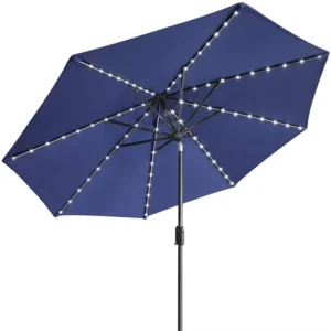 Exclusive New Design Solar 9ft Market Umbrella with 80 LED Lights Patio Outdoor Table Umbrella with Ventilation for Garden