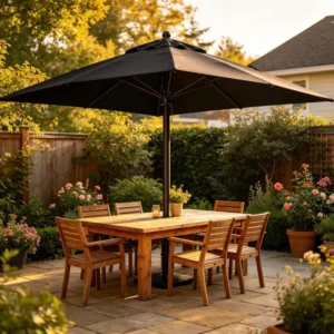Extra Large 5m-9m Aluminum Central Pole Patio Umbrella with Granite Base and Wheels