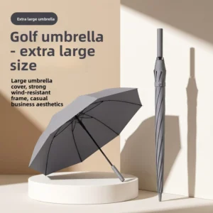Extra-Large 8-Rib Fully Automatic Golf Umbrella Long Handle UV Protection 62cm+ Open Diameter