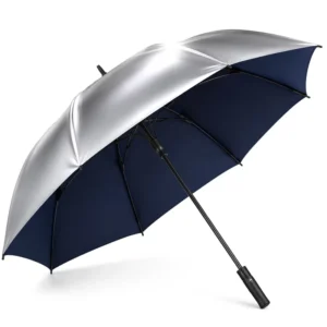 Extra-Large Automatic-Open Golf Umbrella UV-Proof Fiberglass Frame Custom Logo for Sun and Rain