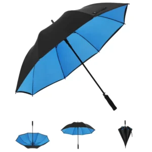 Extra Large Automatic Opening Waterproof Windproof Vented Golf Umbrella with Logo Prints Pongee Fiberglass Ribs 130cm