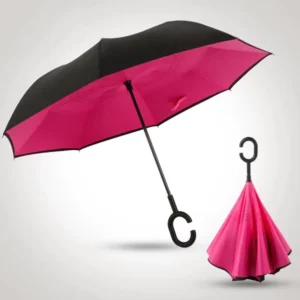 Extra-Large Double-Canopy Reverse Umbrella with Vented Windproof Waterproof Design and C-Shaped Handle
