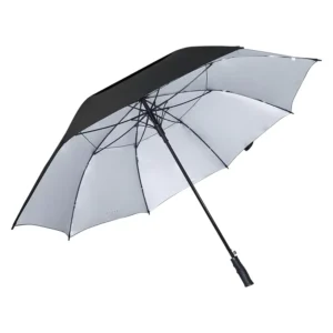 Extra-Large Double-Canopy Vented Silver-Coating Fabric Stick Umbrella