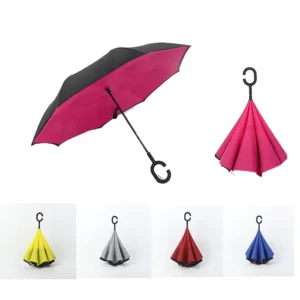 Extra Large Double Canopy Vented Windproof Waterproof Stick Umbrella with C-Shape Handle