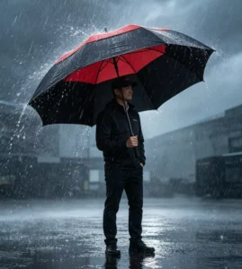 Extra Large Double Layer Black and Red Windproof Stormproof Golf Umbrella for Outdoor Use