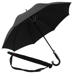 Extra Large J-Handle Stick Umbrella Waterproof Fiberglass Windproof Automatic Open Classical Style Polyester