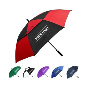 Extra-Large Oversize Automatic Open Golf Umbrella, Custom Logo, Double Canopy, Vented, Windproof, Waterproof